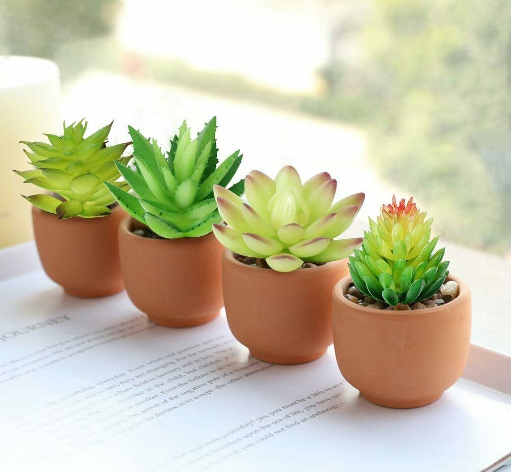 5 PCS  Artificial Succulent Plants Unpotted in Flocked Fake Realistic Succulents for Home Gardern Diy Decoration